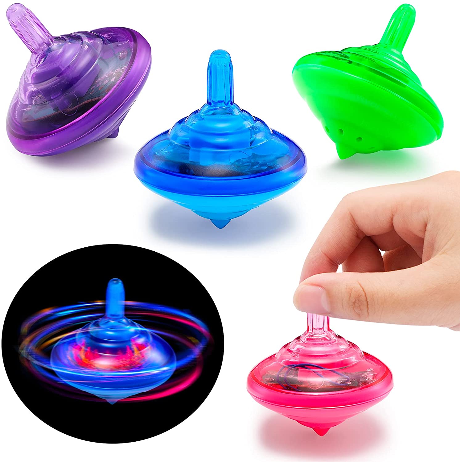 New Flashing Light Up Spinning Fish Musical Toy Top 