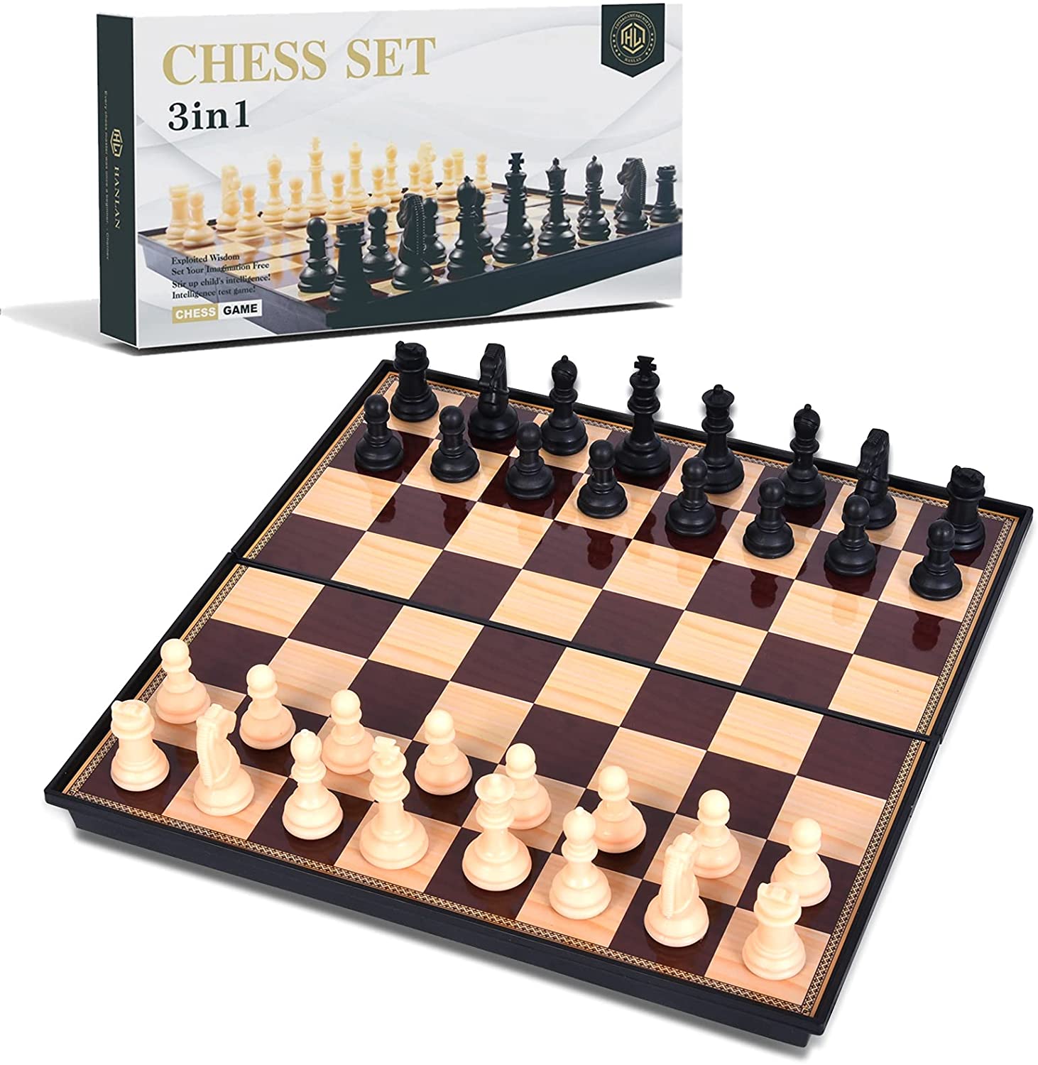Travel Chess Set with Chess Board Educational Toys for Kids and Adults 