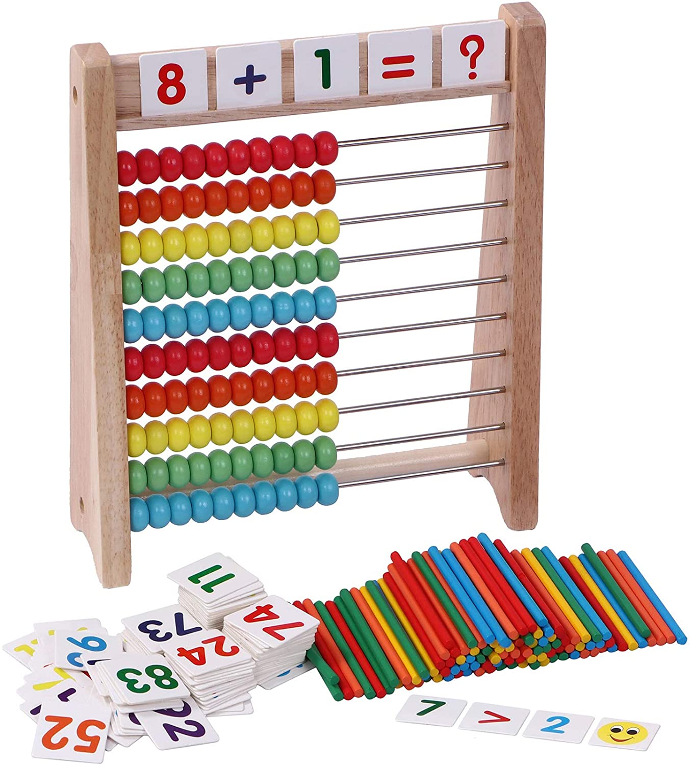 Wooden Abacus 100 Beads Counting Number Preschool Kid Math Learning Teaching 