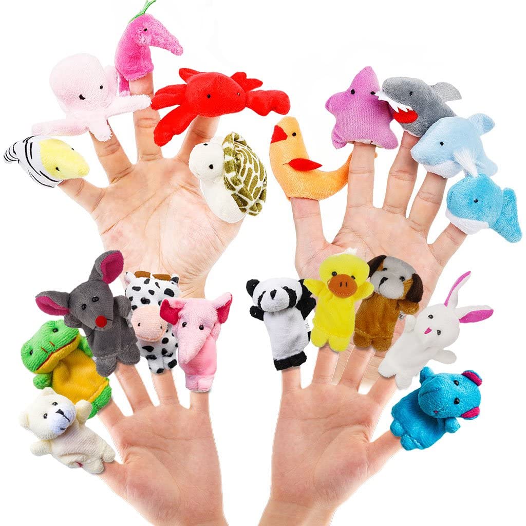 10pcs Cartoon Animal Finger Puppets Soft Velvet Dolls Props Toys for Kids Baby 