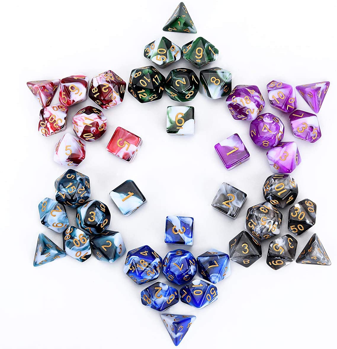 7-die Polyhedral Dice for  DND RPG D20 D12 D10 D8 D6 D4 Game 