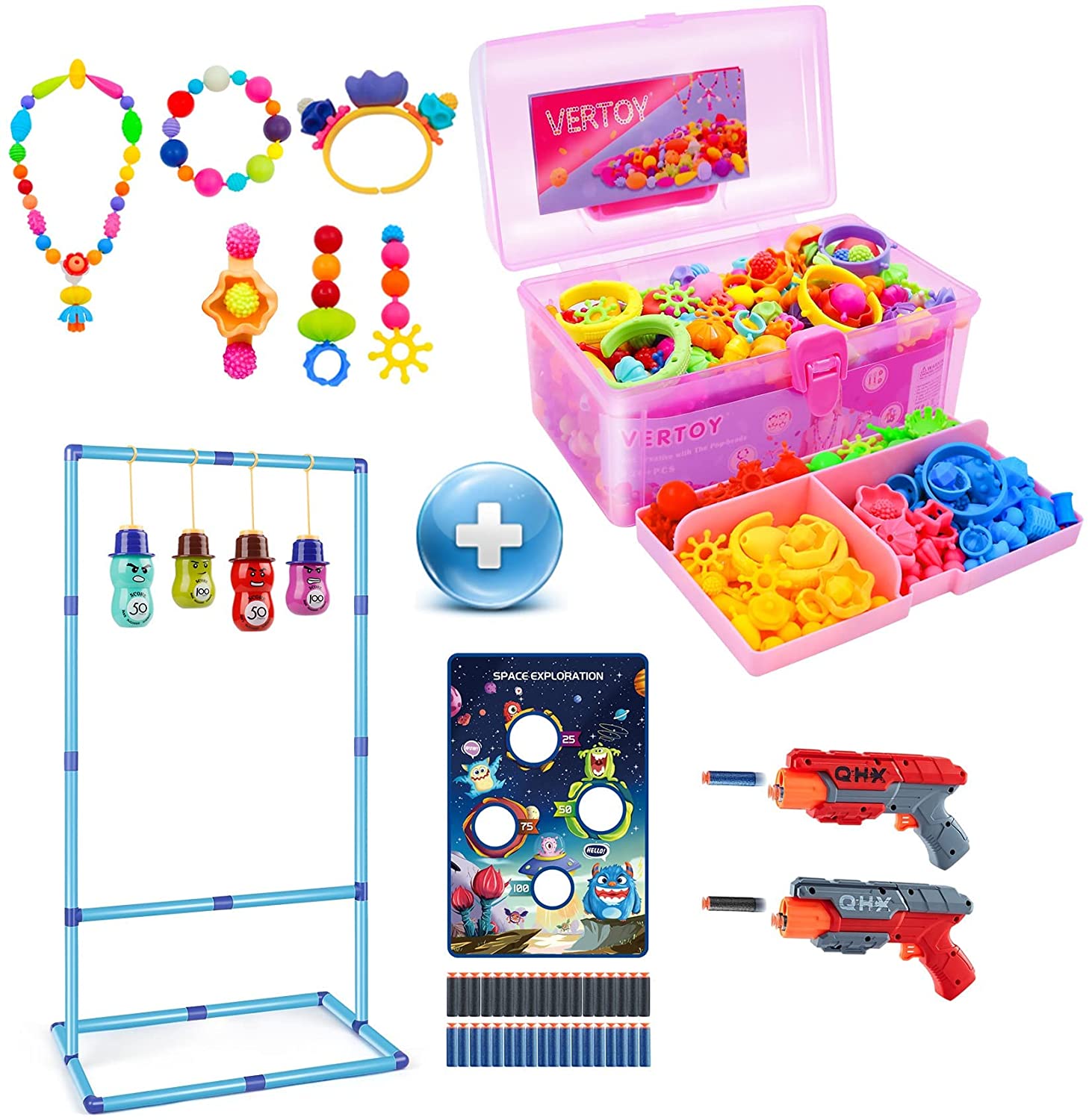 VERTOY Pop Beads Jewelry Making Kit and Shooting Game Toy for Kids, STEM Arts and Crafts Toys for 6-12 Year Old Girls, Best Christmas Birthday Gifts ...