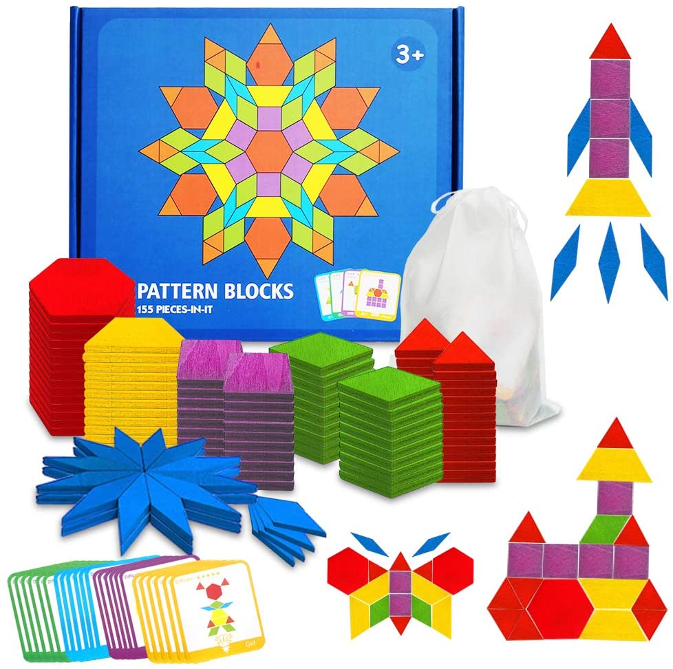 Kids 155PCS Wooden Developmental Tangram Jigsaw Puzzle Colorful Education Toy 