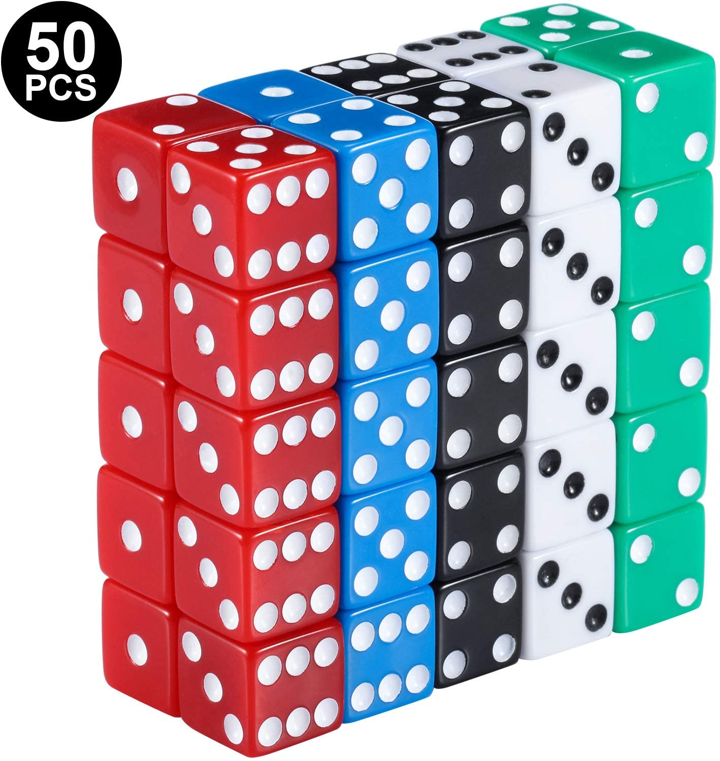 50 Pieces] 6-Sided Games Dice Set, Colored Dice With Jamaica