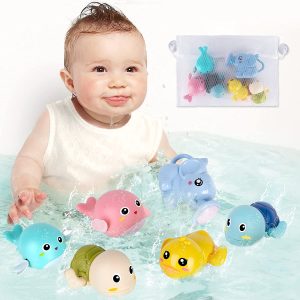 Meijoy Baby Bath Toys for Toddlers 1-3 Pool Toys for Toddlers Age 2-4 Floating Wind-up Ducks Swimming Pool Games Water Play Set Gift for Bathtub Shower Beach Infant Toddlers Kids Boys Girls 