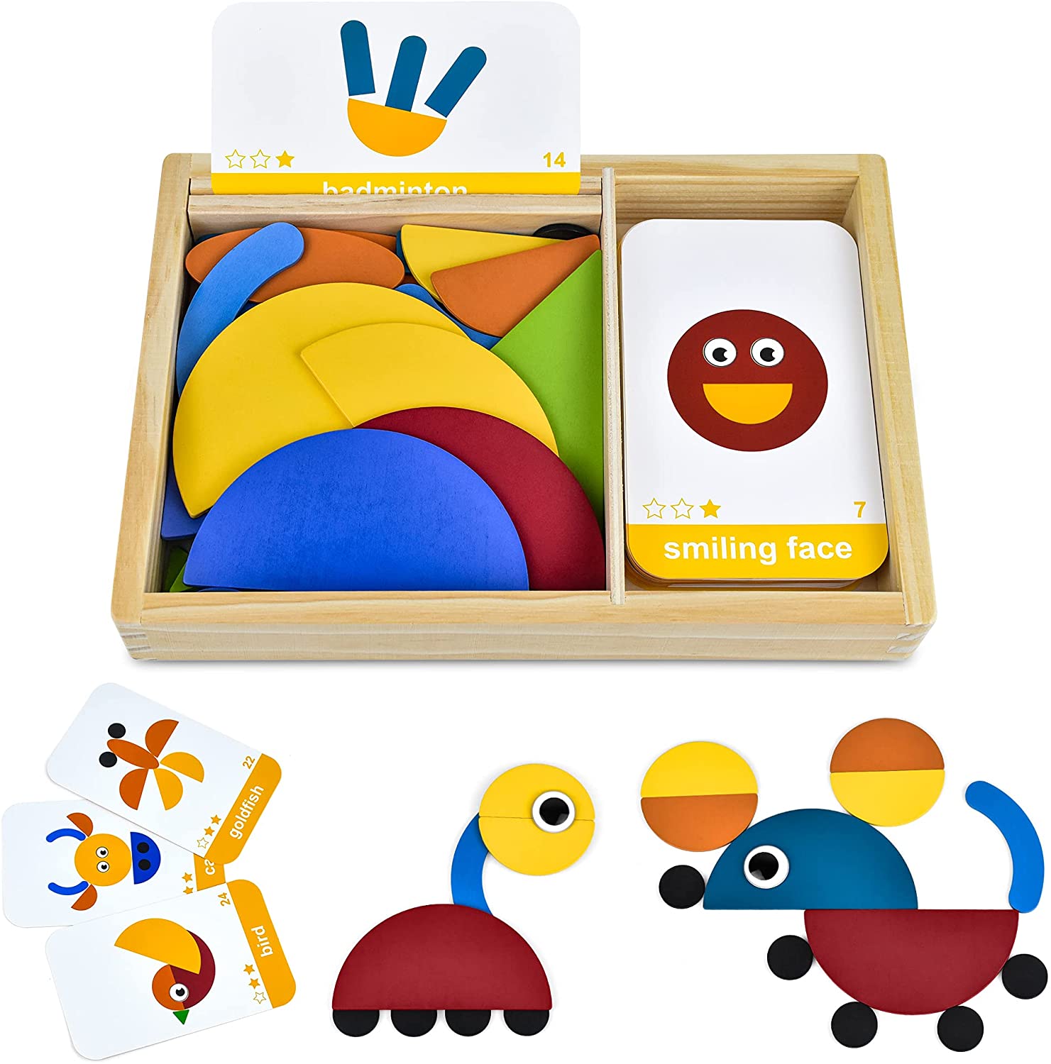 Animals Wooden Pattern Block Jigsaw Puzzle Sorting Stacking Games Montessori Toy 