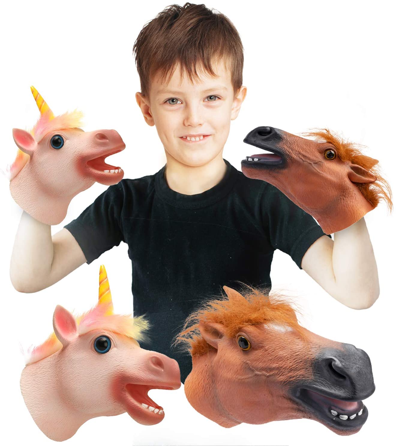 Yolococa Hand Puppet Toys,Soft Rubber Realistic Unicorn Head .. Unicorn 