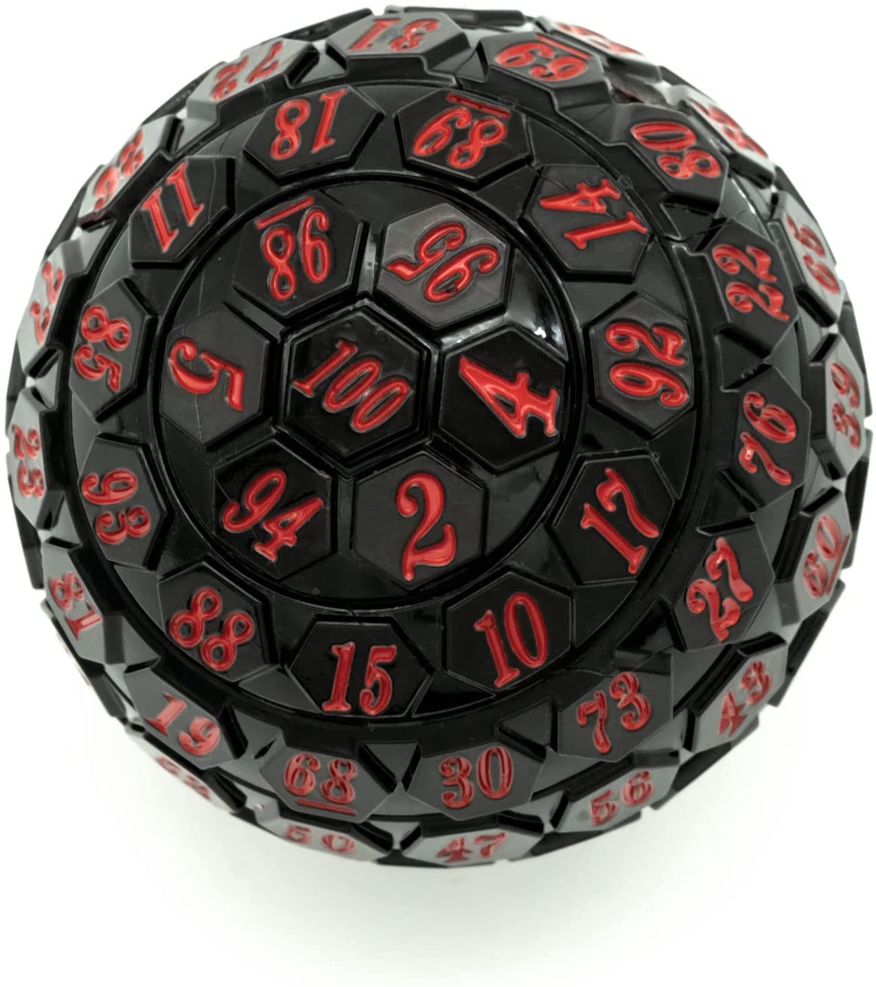 Black with Red Number Poludie 100 Sided Polyhedral Dice 100 Sided Cube with Black Pouch Single D100 Game Dice D100 die 48 mm 