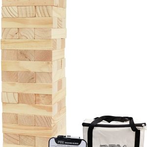 Big Teetering Tower Jumbo Game Backyard Party Fun Indoor Outdoor Play Adult Classic Yard Games PBX Giant Stacking Wooden Blocks Towers Up to 4 Feet 