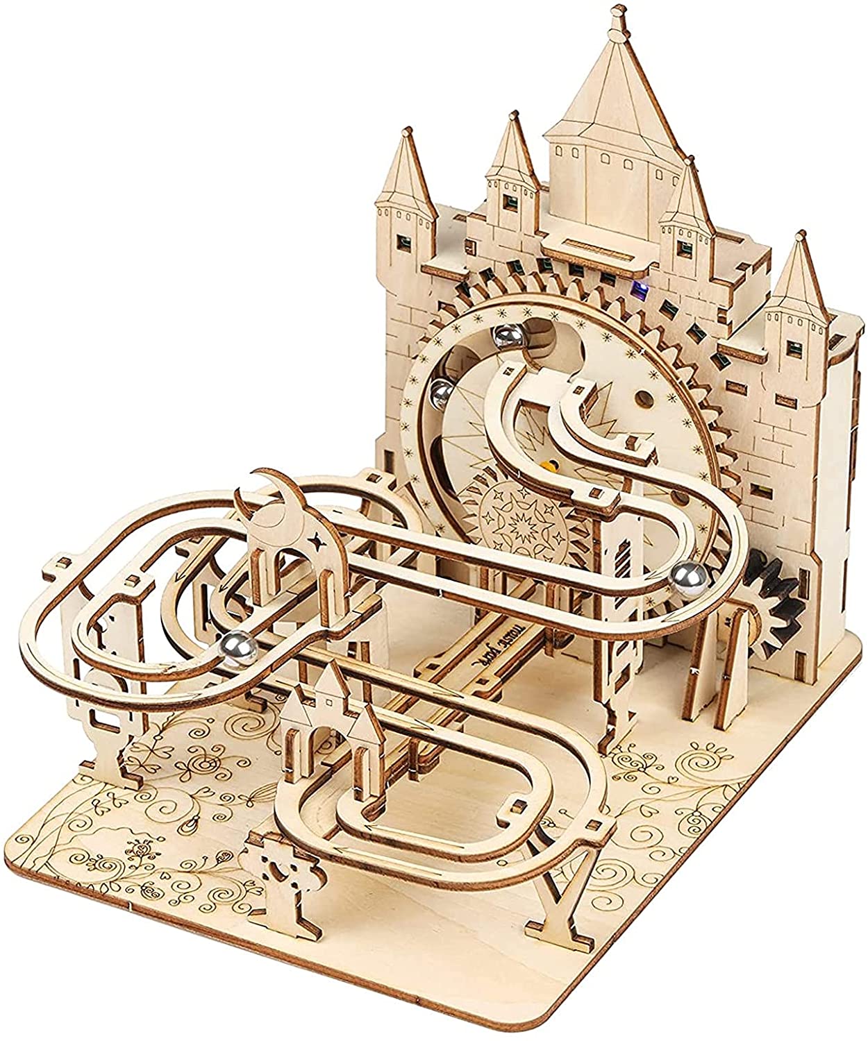 Wooden Assembly DIY Model Kits Educational 3D Roller Coaster Puzzle Toy Kids 