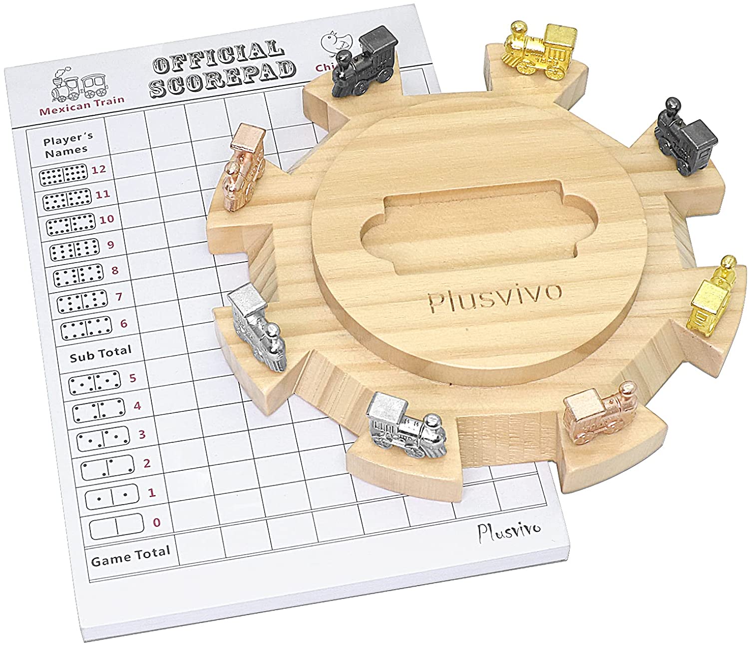 Mexican Train Dominoes Center Piece Hub & Accessories-12 Players-Free Shipping 