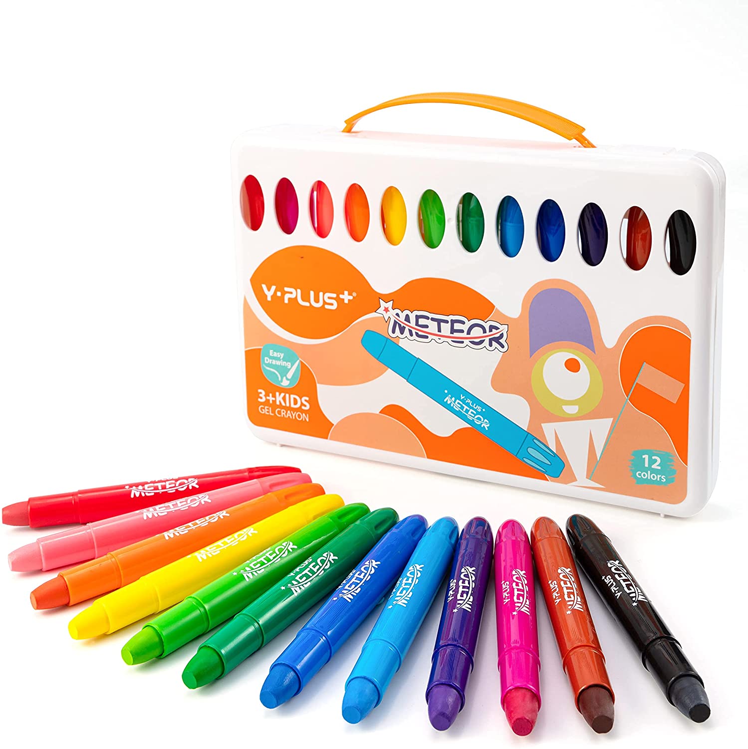 Easy To Hold Silky Large Crayons, 12 Colors Non Toxic