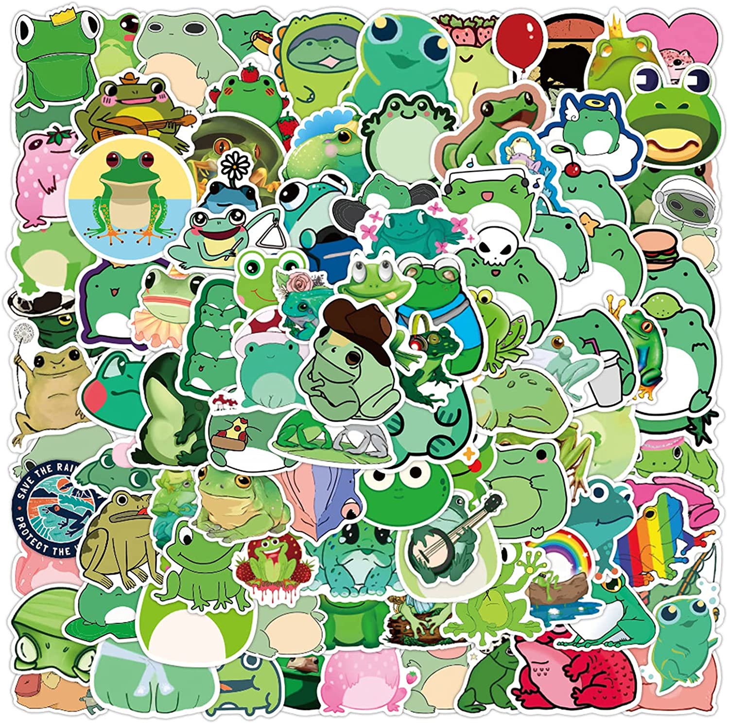 200 Pieces Cute Frog Stickers Vinyl Waterproof Animal Stickers for Laptop Cartoon Stickers Aesthetic Stickers for Laptop Guitar Skateboard Computer Water Bottles Phone 
