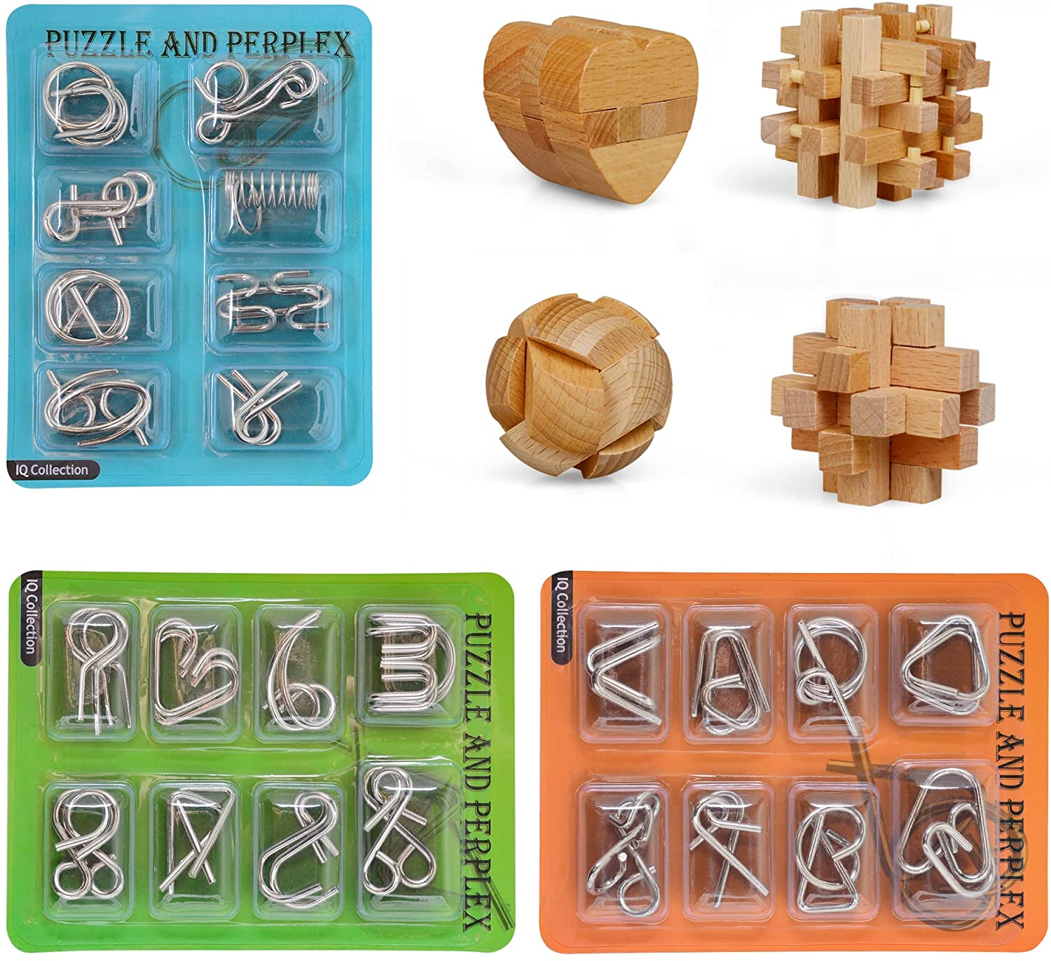 Set of 3 Mini Puzzle 3D Brain Teaser Mind Bending Toy Logic Game Fun Puzzles 
