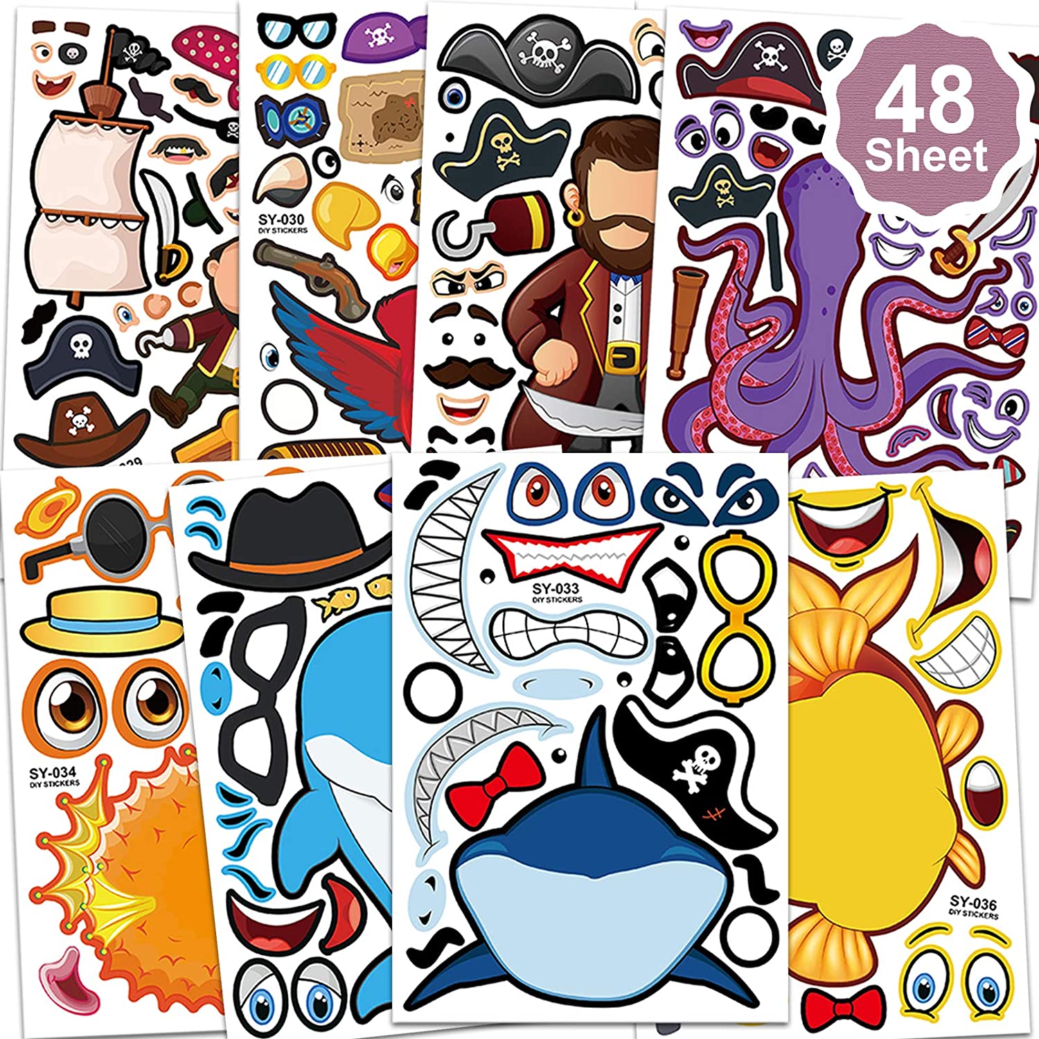 PIRATE STICKERS Pirates Only Stickers Party bag fillers teachers craft Party Fun 