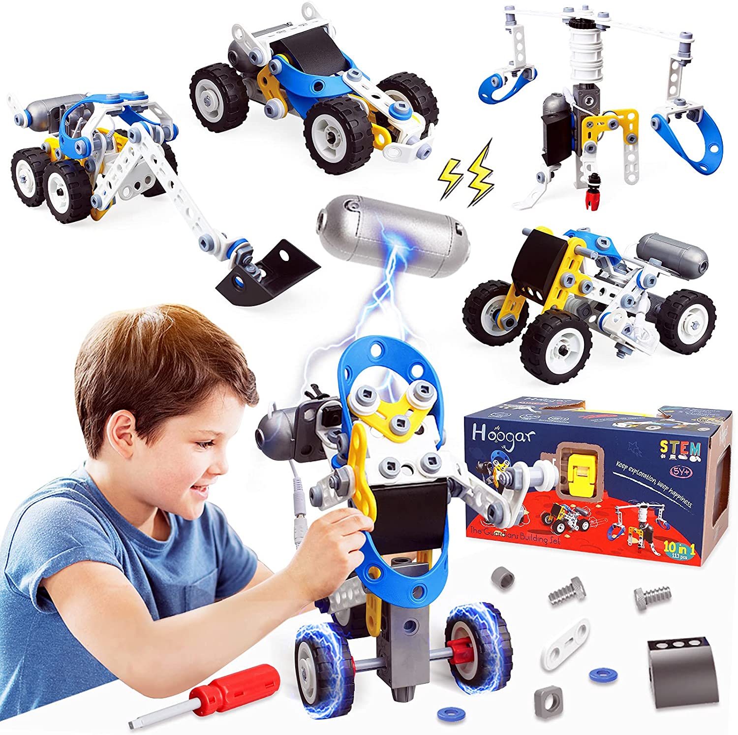 Hoogar Erector Set for Kids Educational Engineering Electric Power Construction Toys for Kids Year Old Boys Girls STEM Building Toys for Age 5 6 7 8 