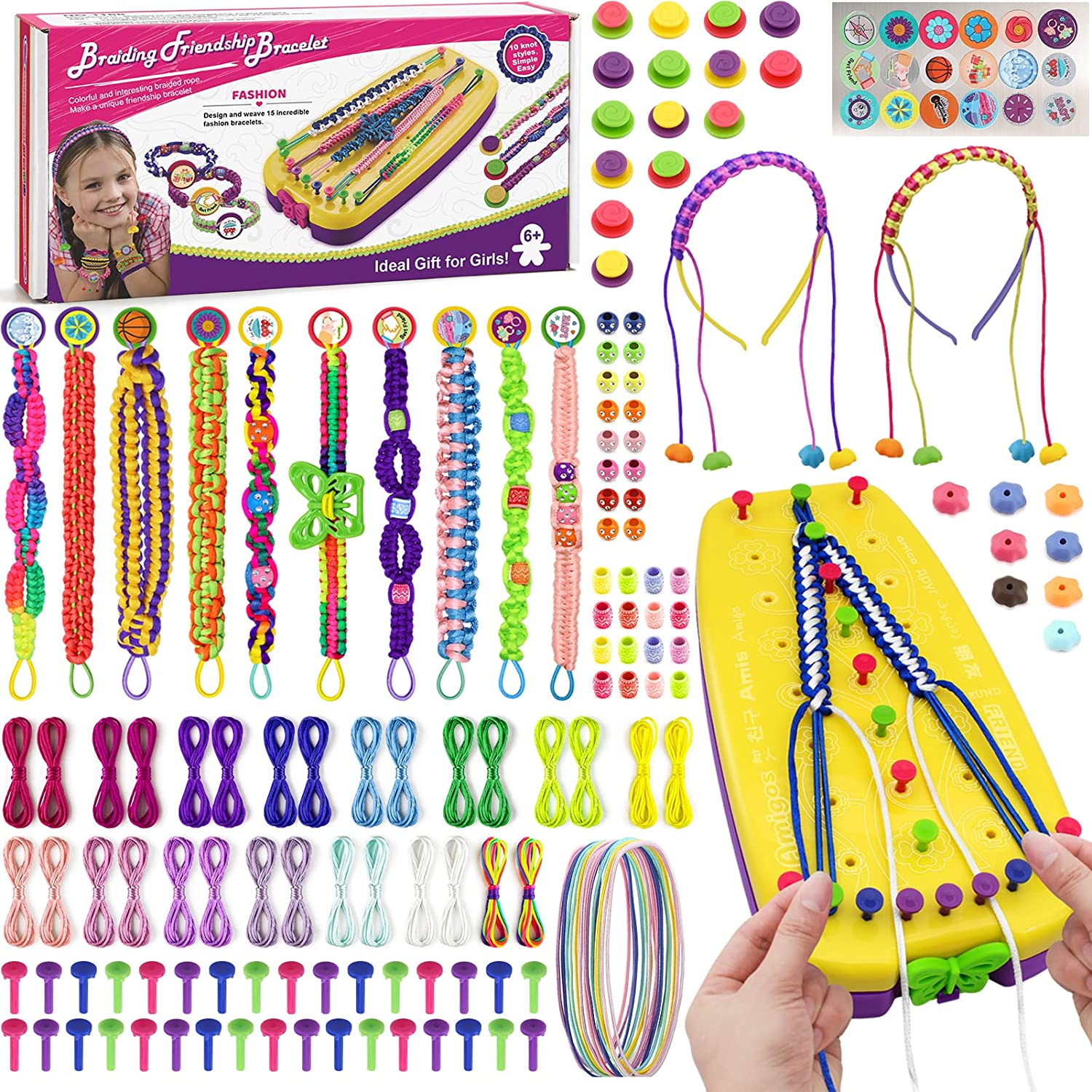 Bracelet Making Kit, 144 Pcs Bracelet Making Kit for Girls Kids Age 6 7 8 9  10 11 12 Years Old, Crafts for Girls Ages 