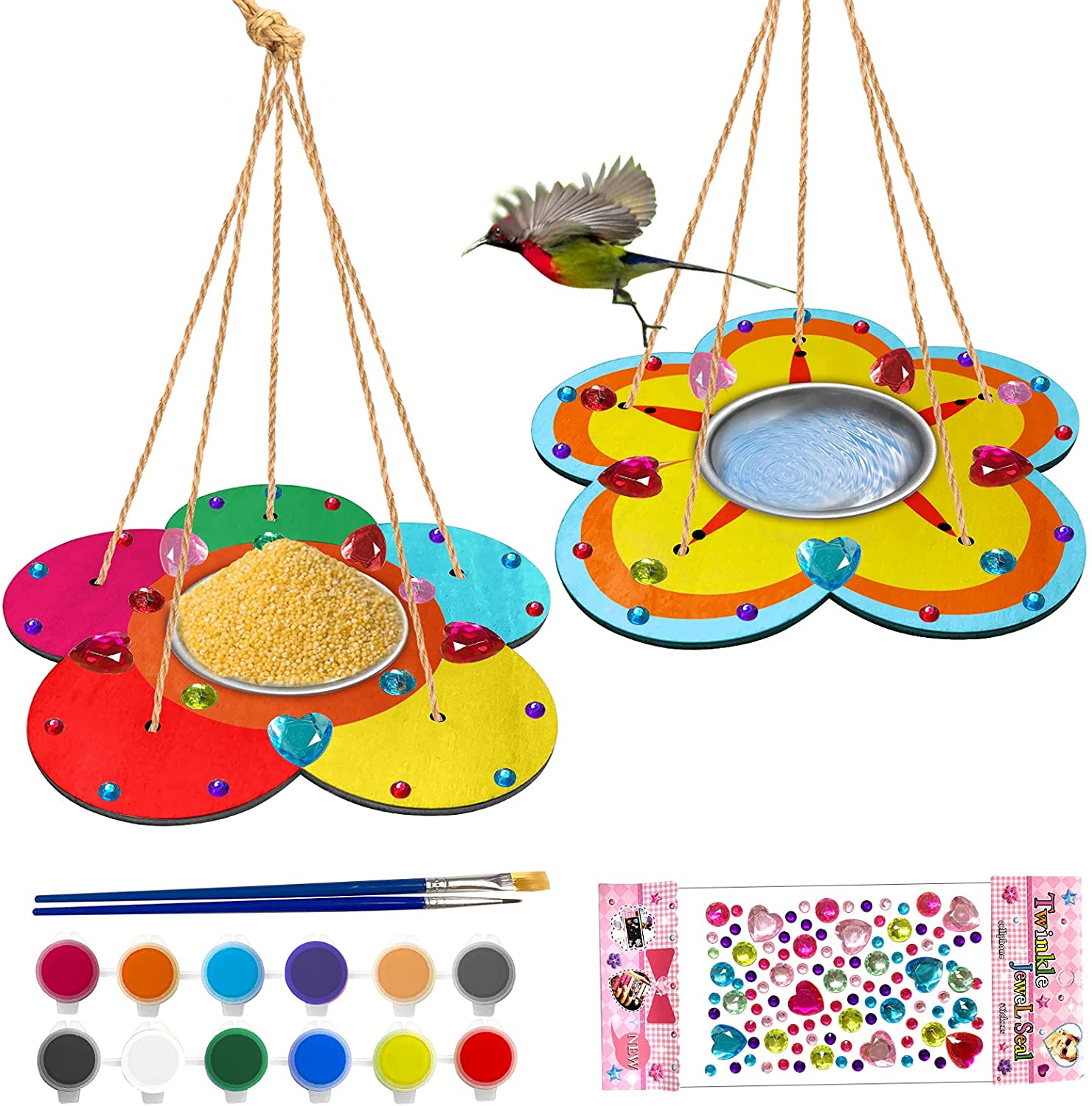 Arts and Crafts for Girls & Boys Ideas Painting Kits for Kids Age 3-5 4-8 8-12 Nonlrain Bird Feeders Crafts Kit for Kids 