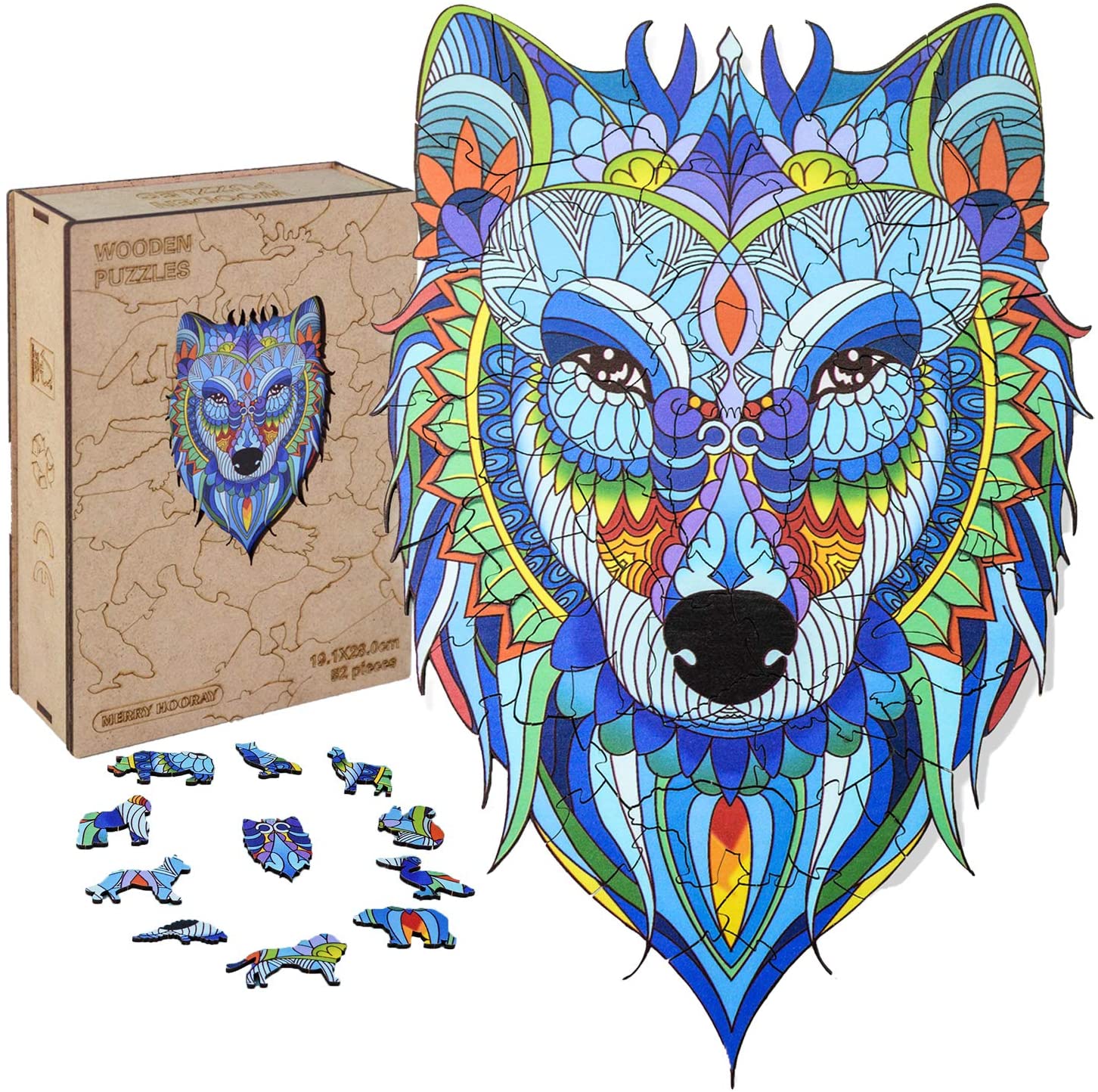 170 Pieces Unique Shape Jigsaw Pieces Best Gift for Adults and Kids Charming Fox Arfamo Wooden Jigsaw Puzzles