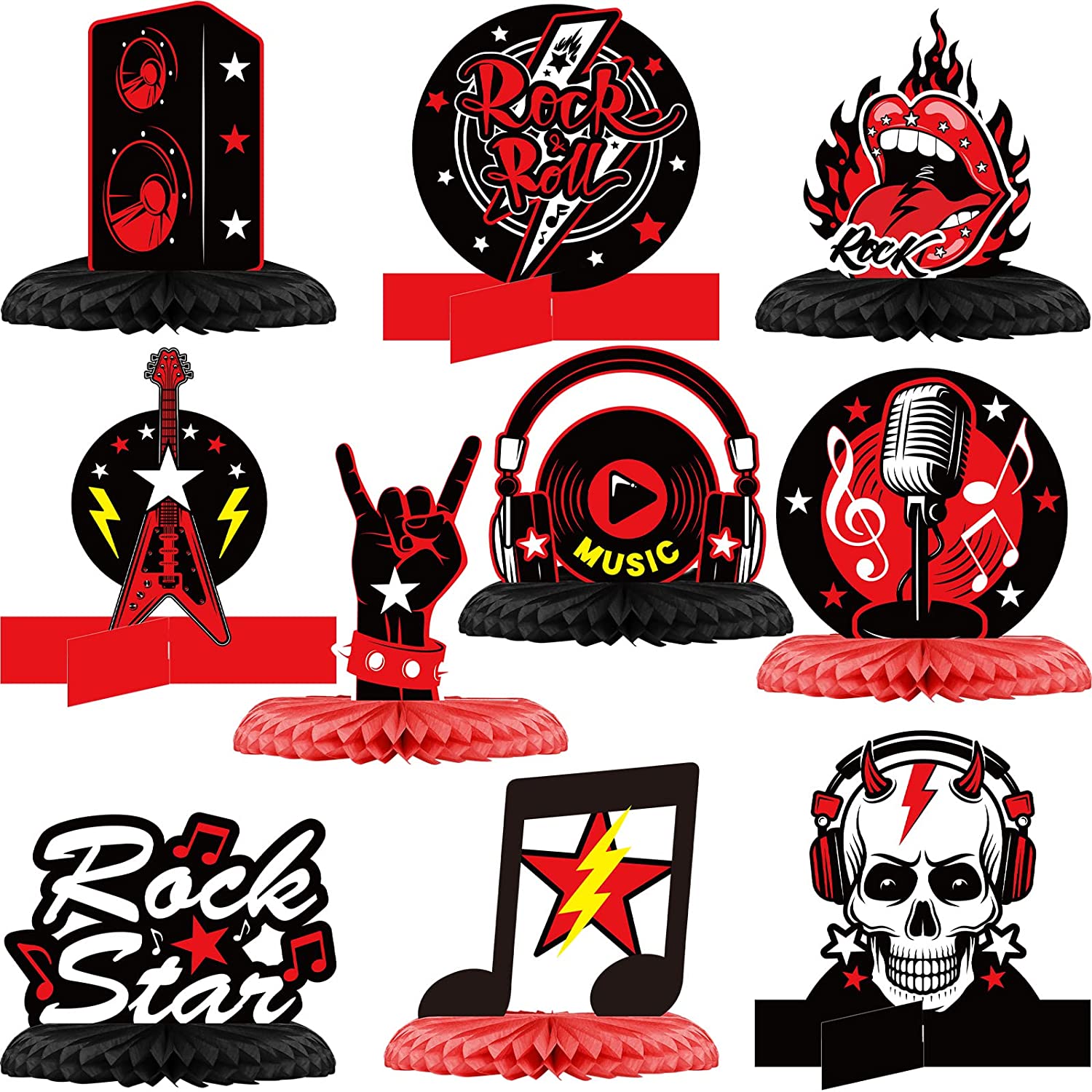 30Ct Rock and Roll Theme Party Foil Swirl Decorations Rock Star Music Party Hang 