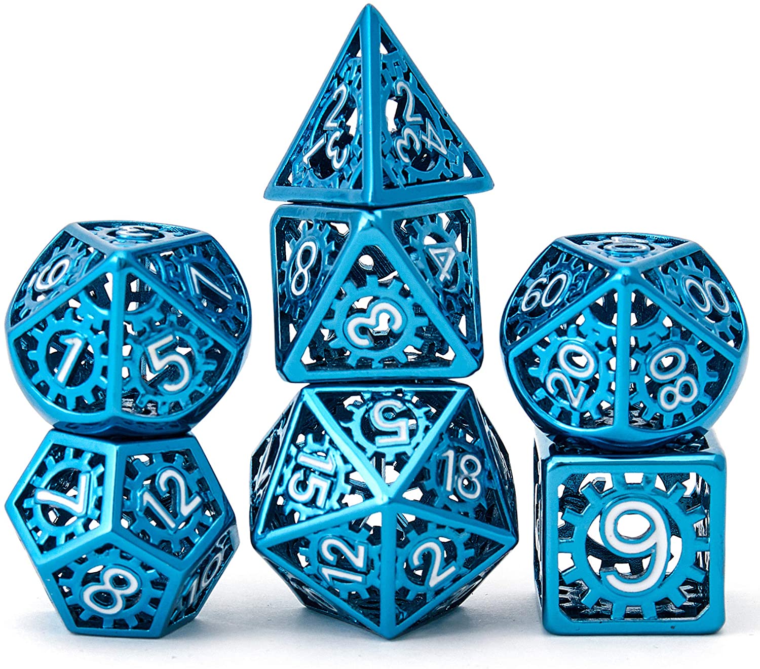 with Metal Case Hollow Metal DND Game Dice Dragon Shape Carved Antique Gold 7Pcs Set for Dungeons and Dragons RPG MTG Table Games D&D Pathfinder Shadowrun and Math Teaching 