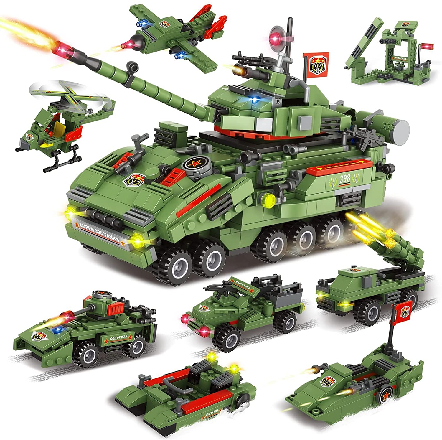 Army Action Attack Helicopter Building Blocks Brick Kids Childrens Toy Set 