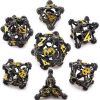 Opaque Ivory Wiz Dice Goblin Teeth Set of 7 Polyhedral Dice in Display Case 