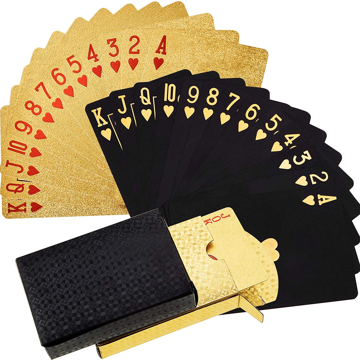 Gold Silver Black Great Flexibility and Durability Pool Beach Water Card Games Standard Poker Cards for for Magic Props ZONFIG Waterproof Playing Cards 