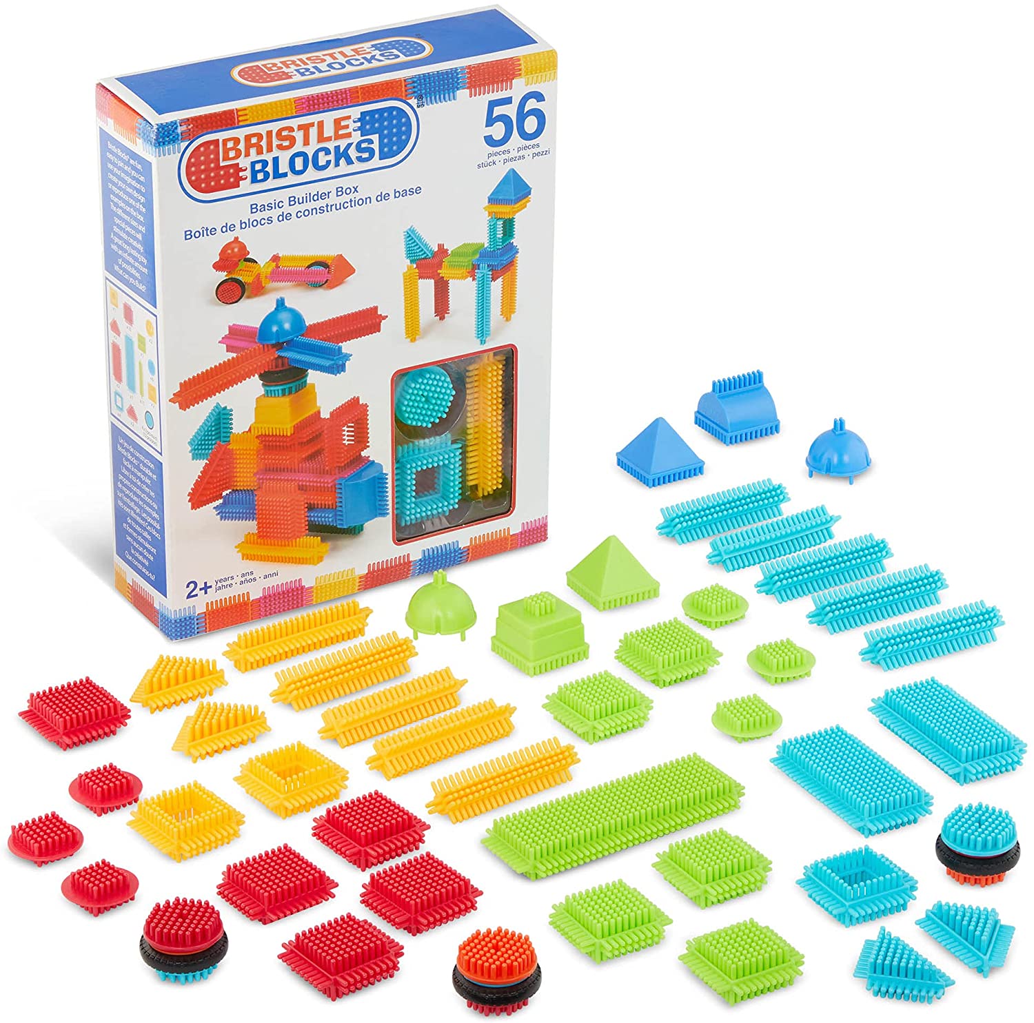 Basic Builder Case Bristle Blocks by Battat for Toddlers and Kids Aged 2 Years + Soft Developmental Toys STEM Interlocking Building Blocks 50pc Playset 