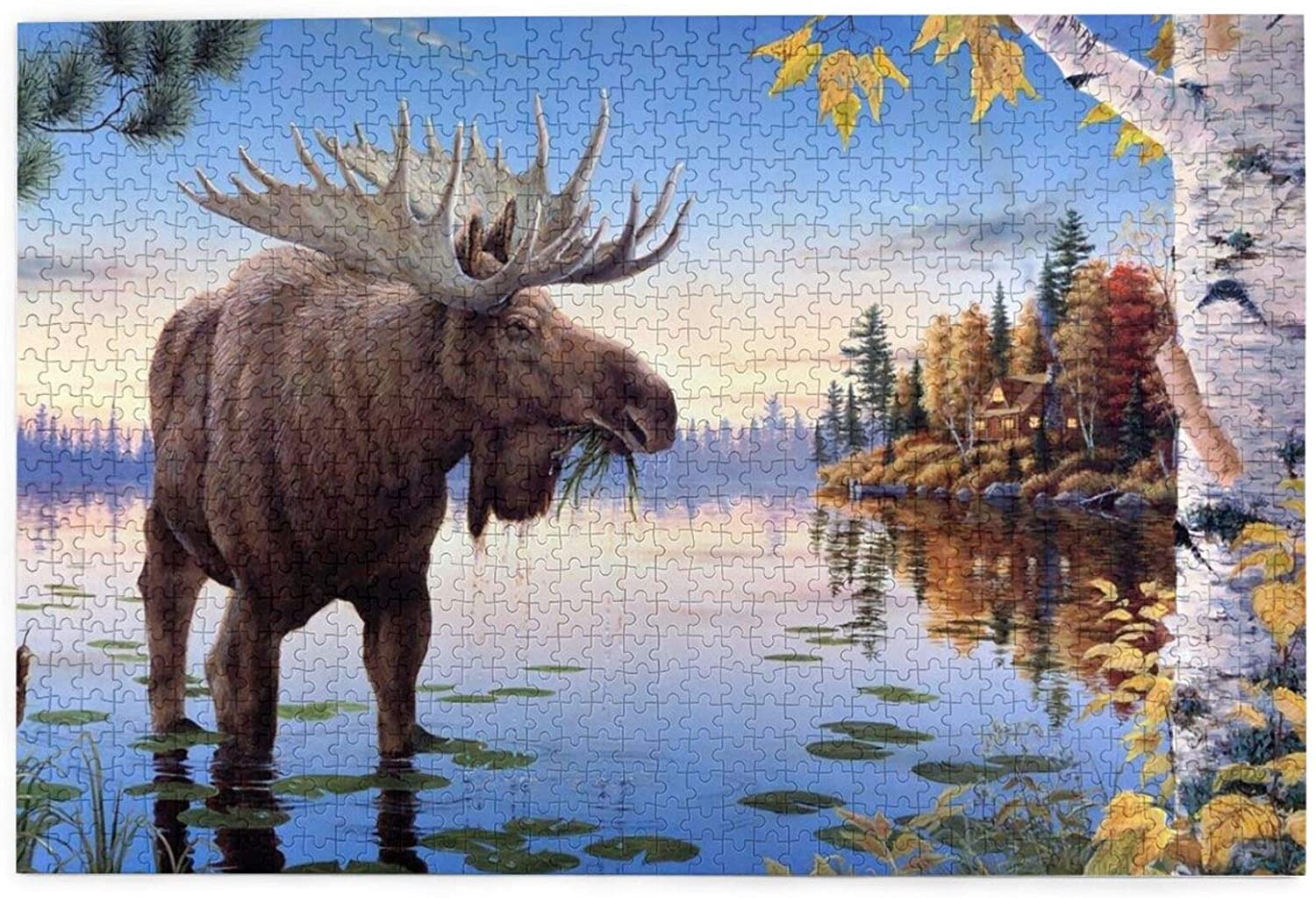 1000 Pieces Jigsaw Puzzles Deer In the Forest Educational Toy Cardboard Game US 