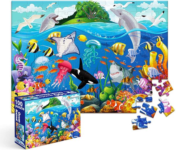 Hydrokidz Sealife puzzle Set di 3 Puzzle per Bambini Design Divertente Sealife 
