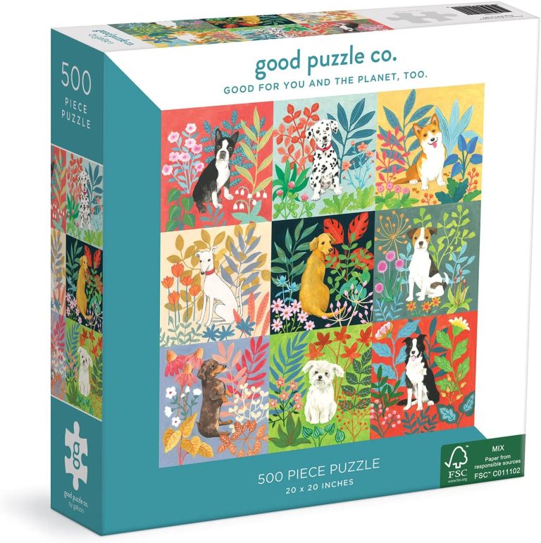 Galison Good Puzzle Co. Dogs and Flowers 500 Piece Jigsaw Puzzle,1 ea