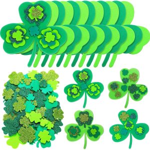 Shamrock Roll Stickers Self-Adhesive Label Shamrock Party Favors for Irish Decoration and Craft 500 Labels per Roll Patricks Day Stickers St