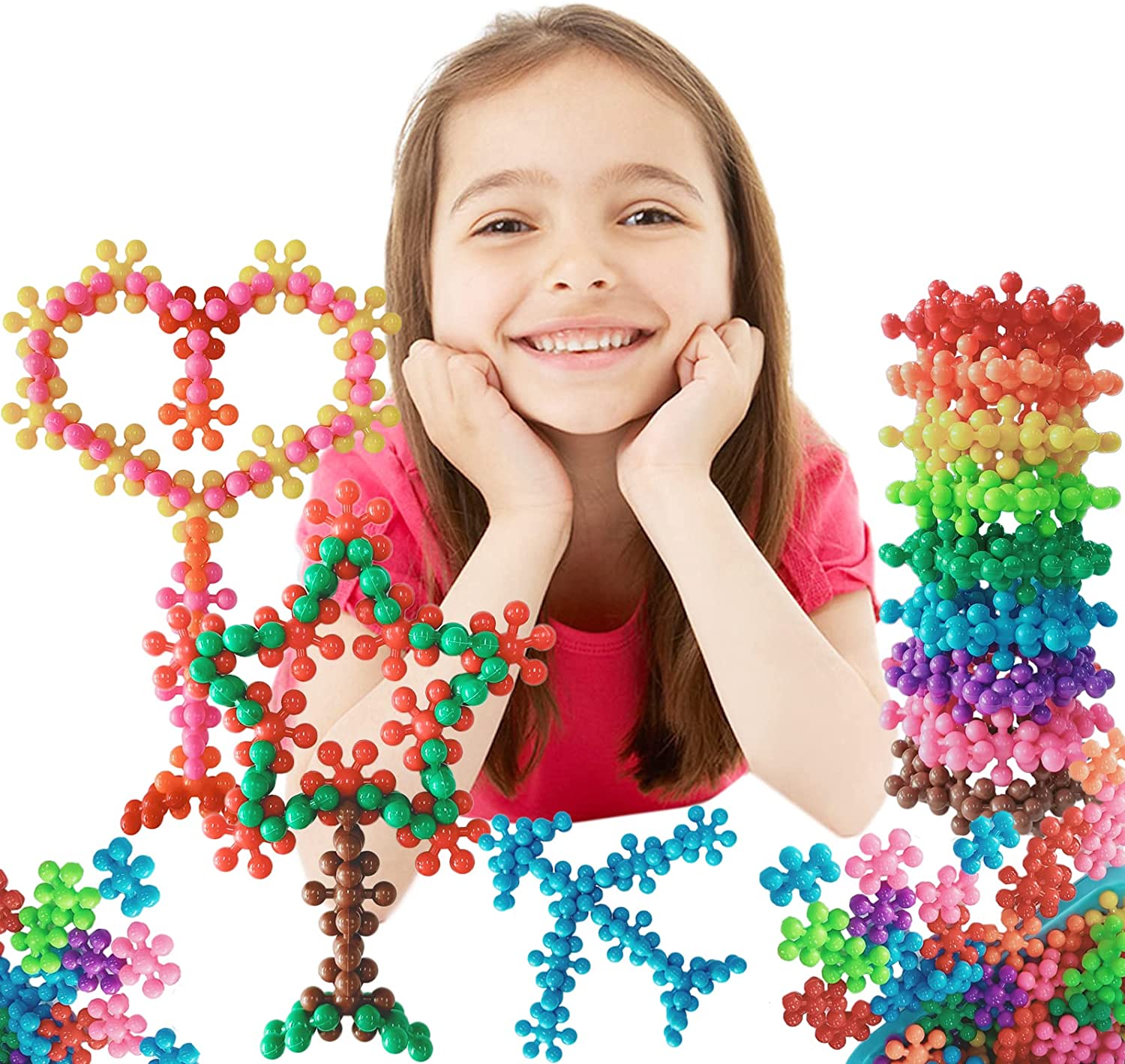 200Pcs 3D Puzzle Jigsaw Plastic Snowflake Building Interlocking Plastic Disc Set 