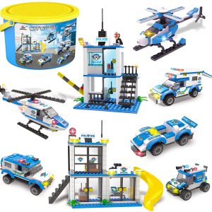 Toy Police Station Play Set Helicopter Car Toddler Kids Policeman Gift 18 m up 