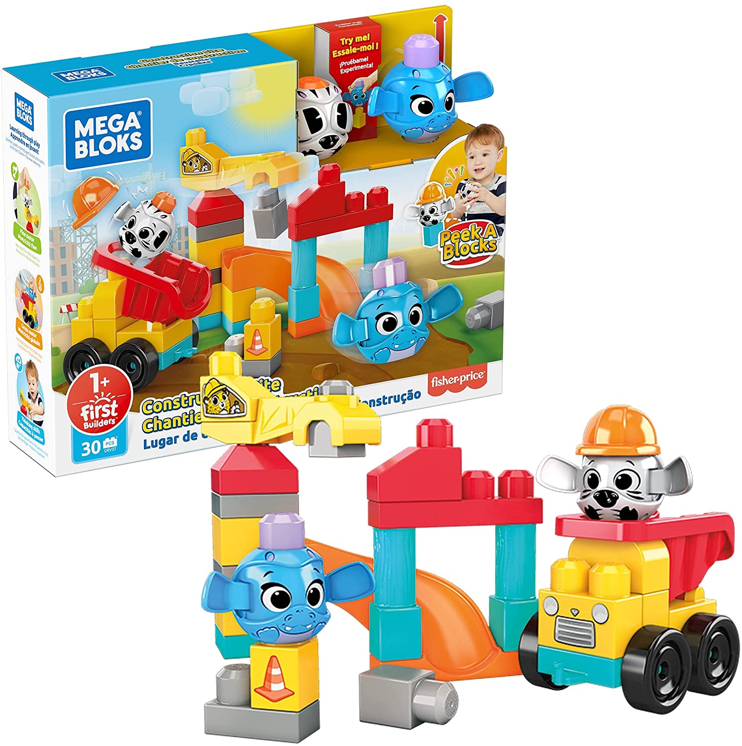 Fisher Price 30 Piece Mega Bloks Amusement Park Building Blocks Play Toy Set 
