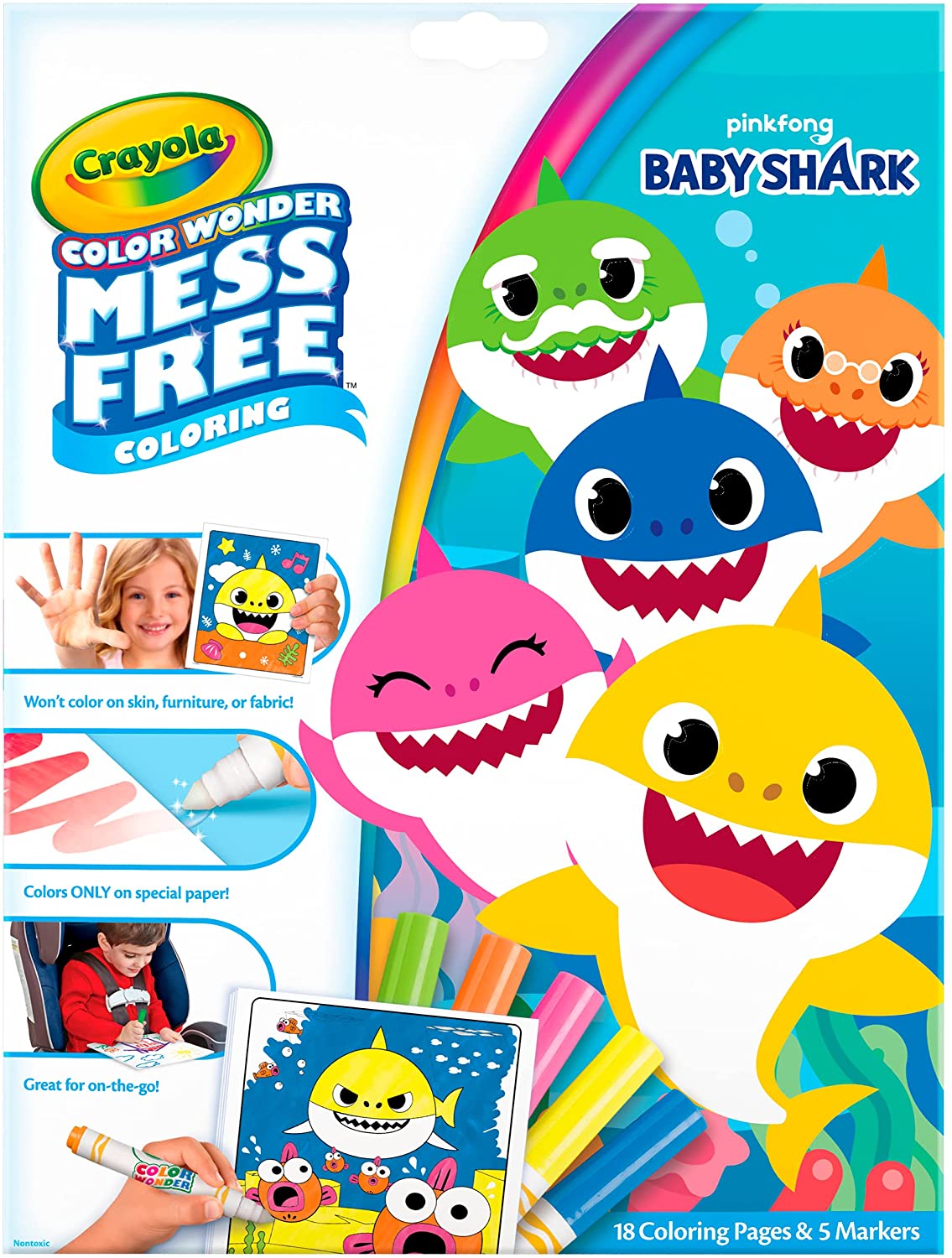 Crayola Baby Shark Wonder Pages, Mess Free Coloring, Gift for Kids, 20 Count  Pack of 20
