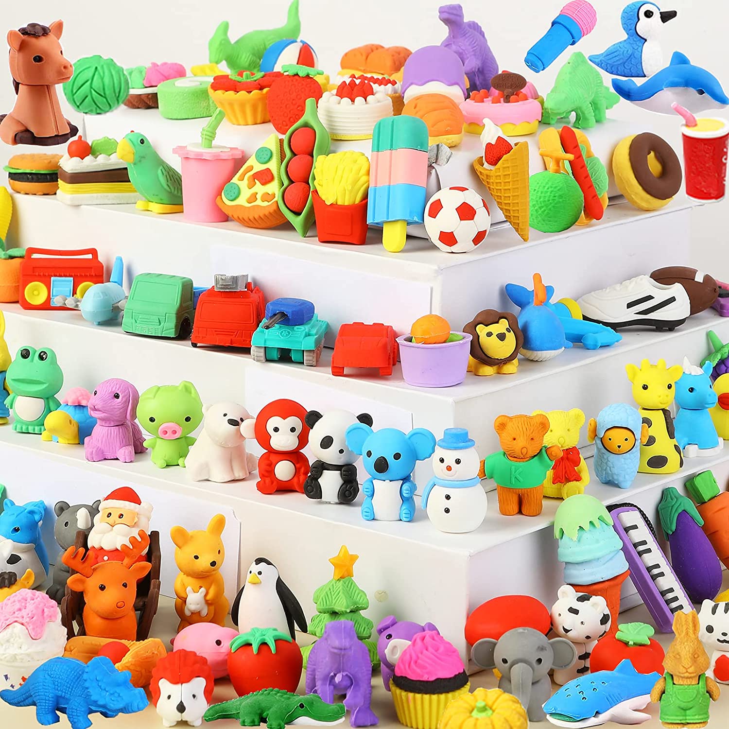 100 Pack Animal Erasers for Kids, Pets for Classroom, 3D Bulk Mini Puzzle  Pencil