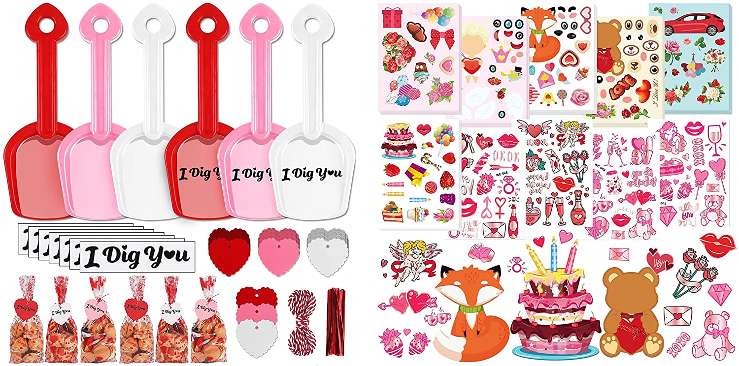 20 Pink Toy Shovels and 20 "I Dig You" Stickers Valentine's Day Party Favors* 