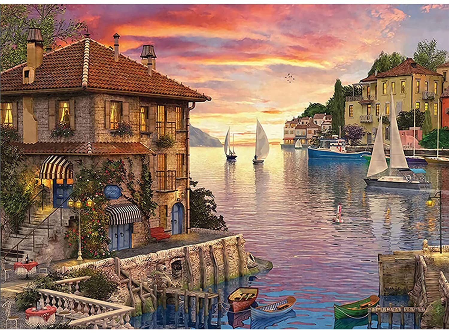 1000Pcs Jigsaw Puzzles Theme-Sailing Harbour For Infants Kids Learning Education 
