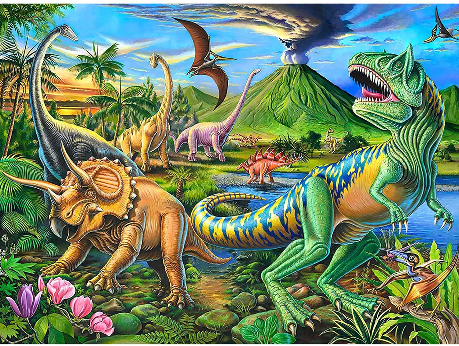 Puzzles for Kids Ages 4-8 Year Old,100 Piece Dinosaur Jigsaw Puzzle for Toddler Children Learning Educational Puzzles Toys for Boys and Girls 