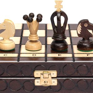 TRADITIONAL THAI CHESS WOODEN PORTABLE VINTAGE SET WITH FOLDING WOODEN BOARD 