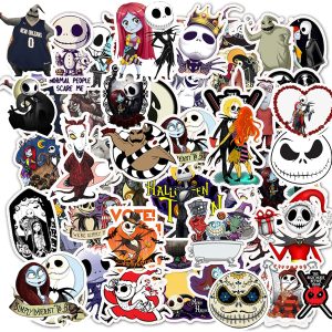 50Pcs The Nightmare Before Christmas Vinyl Stickers Graffiti Decals Car Laptop 