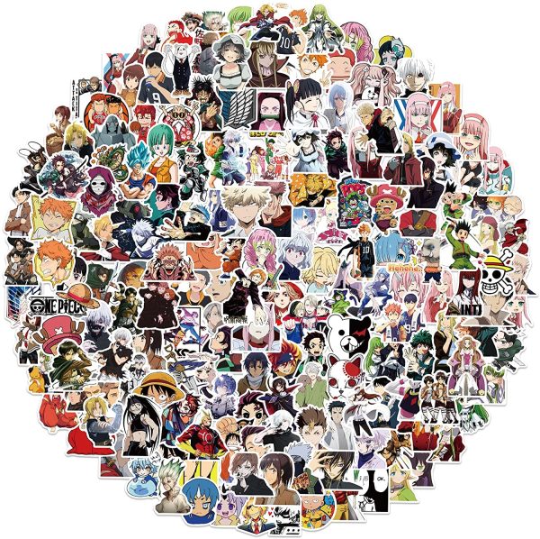 200PCS Anime Mixed Stickers,Popular Classic Anime Stickers for Laptop Water Bott 