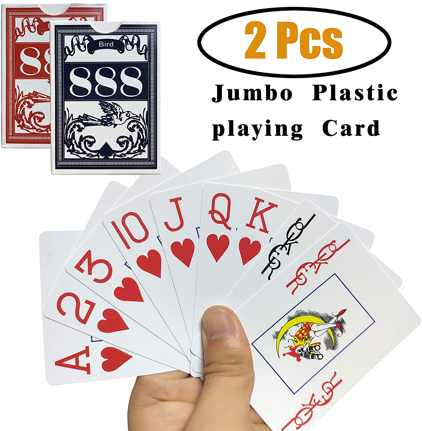 Blackjack Pinochle Euchre for Magic Props Pool Beach Water Games Neasyth Waterproof Plastic Playing Cards,Jumbo Index for Texas Holdem 