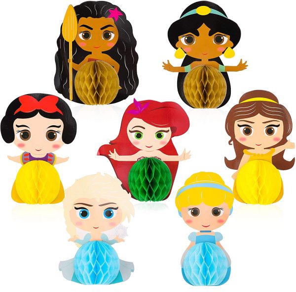 Photo Booth Props Mix of Elsa Double Sided Cake Topper Princess Theme Party Supplies for Kids Anna Ticiaga 7pcs Frozen Honeycomb Centerpieces Olaf Table Topper for Girls Birthday Party Decoration