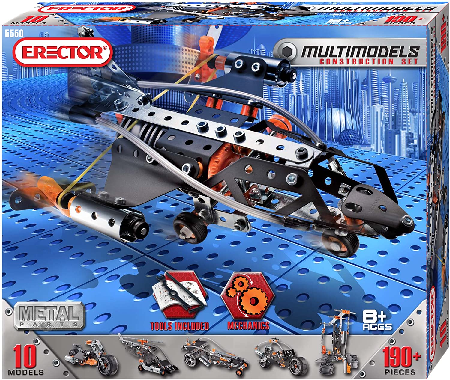 Erector Multi Model 10 Model Set 190 Pieces Homefurniturelife