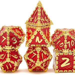 BAICHQ Metal dice Set 7-Piece Dragon Pattern DND Metal polyhedral dice Set Suitable for Role Playing Dungeons and Dragons D&D dice 