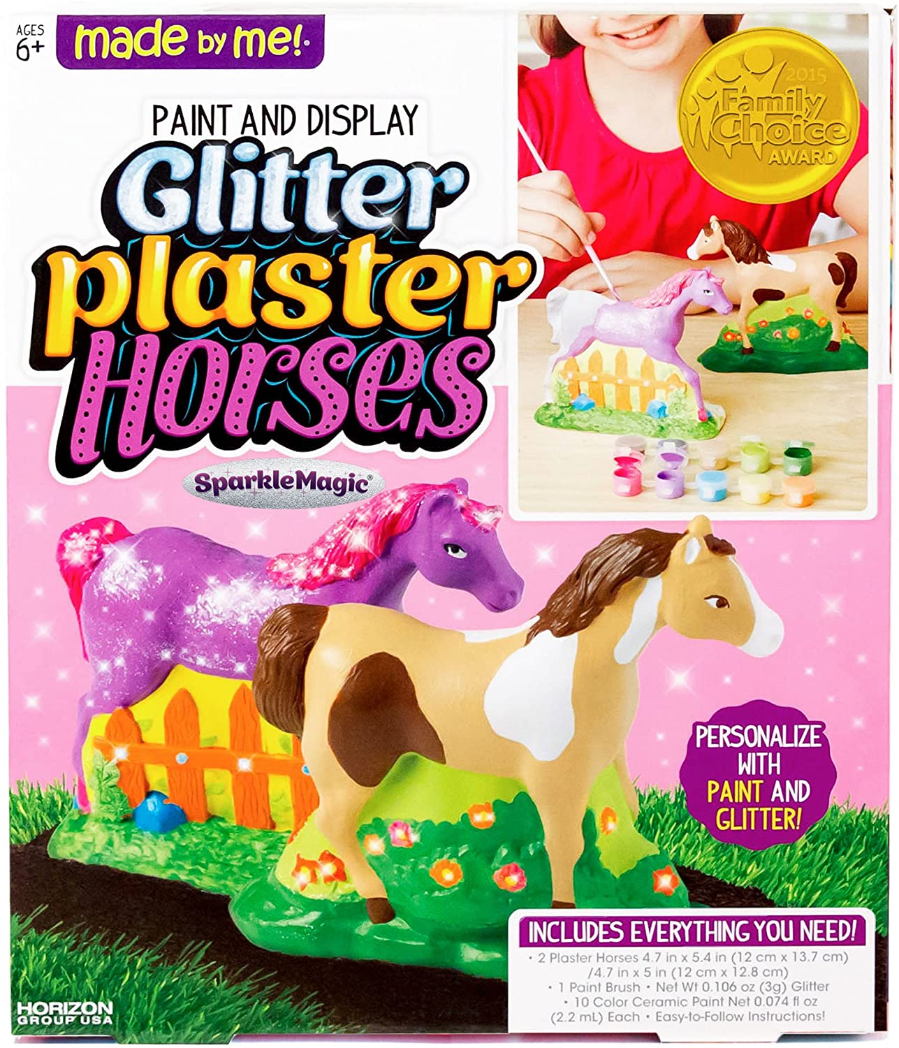 Horizon Made By Me Paint & Display Glitter Plaster Horse Craft Ages 6 NIB 