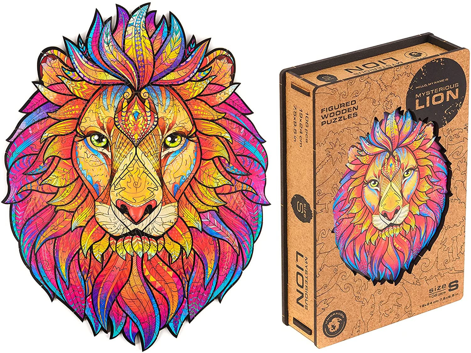 Wooden Jigsaw Puzzles Unique Lion forme Jigsaw PIECES meilleur cadeau pour les Adultes Enfants 